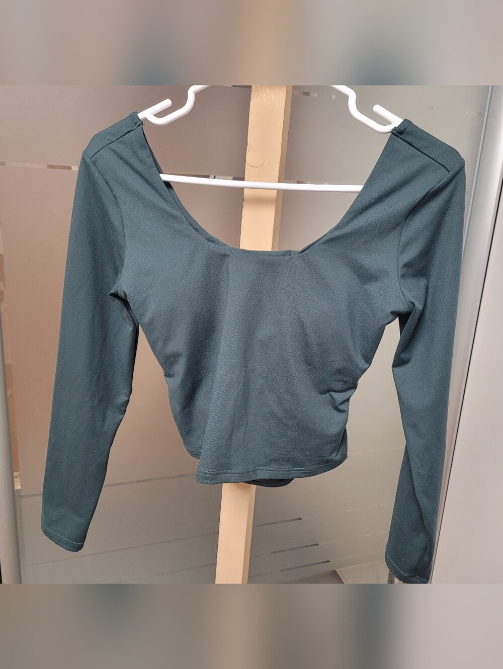 Fabletics Deep Teal Scoop-Neck Long Sleeve Top